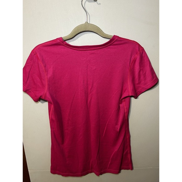 NIKE Neon Pink Dri Fit V Neck Regular Fit Activewear T Shirt Top Womens Size S - Picture 3 of 5